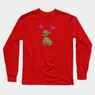 Cute Little Reindeer - A Red Nosed Christmas Reindeer with a Heart Long Sleeve T-Shirt